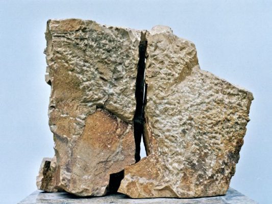 Crack - three piece sculpture, 2000, limestone, height 40 cm
