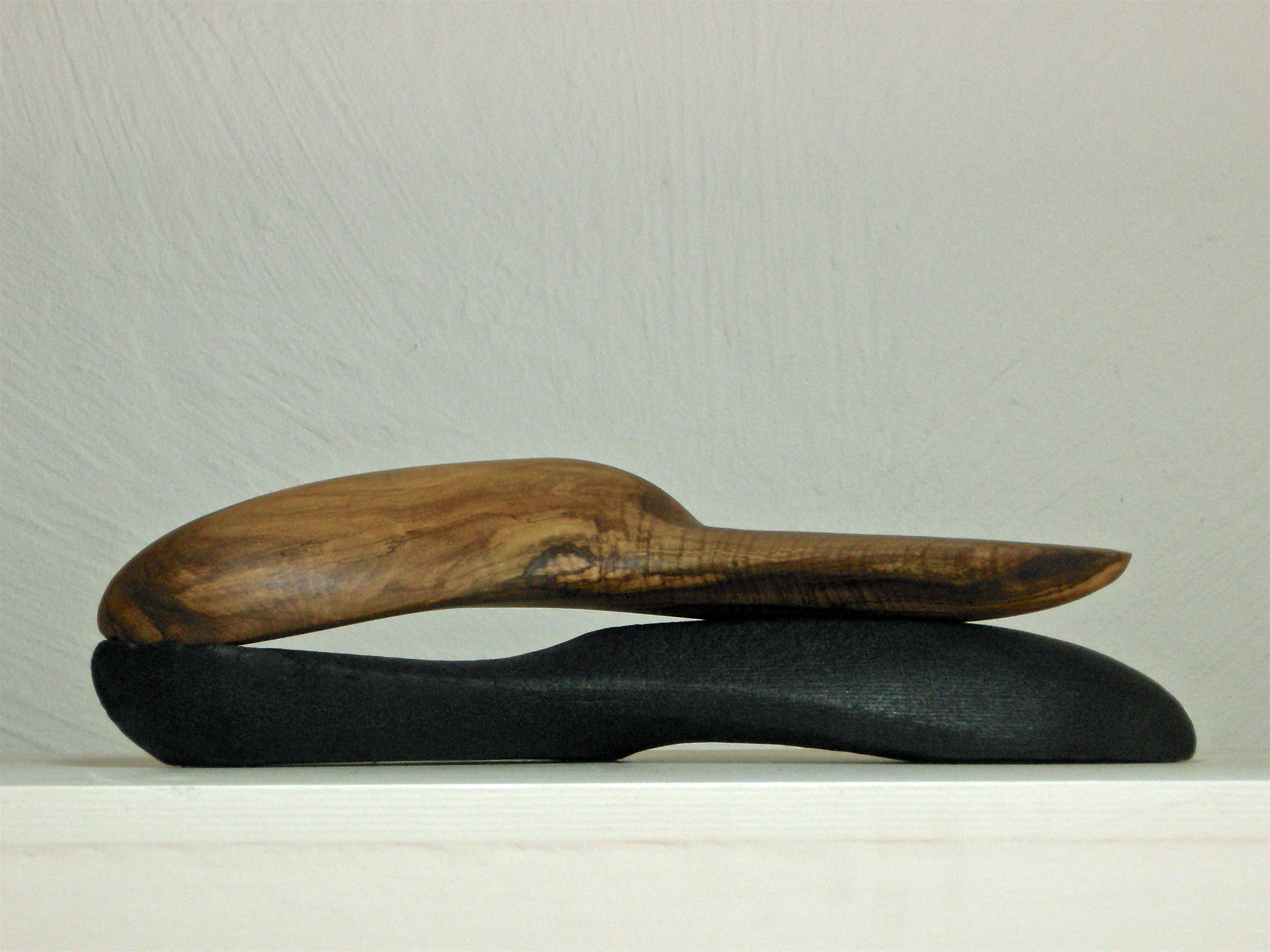 Counterparts 2019, Olive wood,  charred ash, length 35 cm