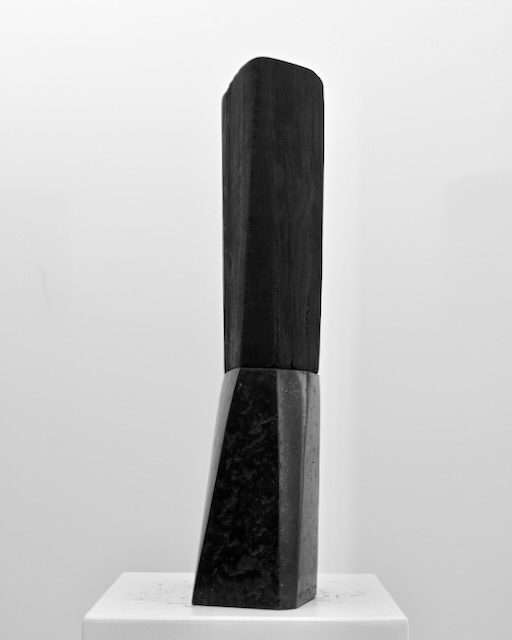 Black on black, 2020, charred cherry, diabas, height 54 cm